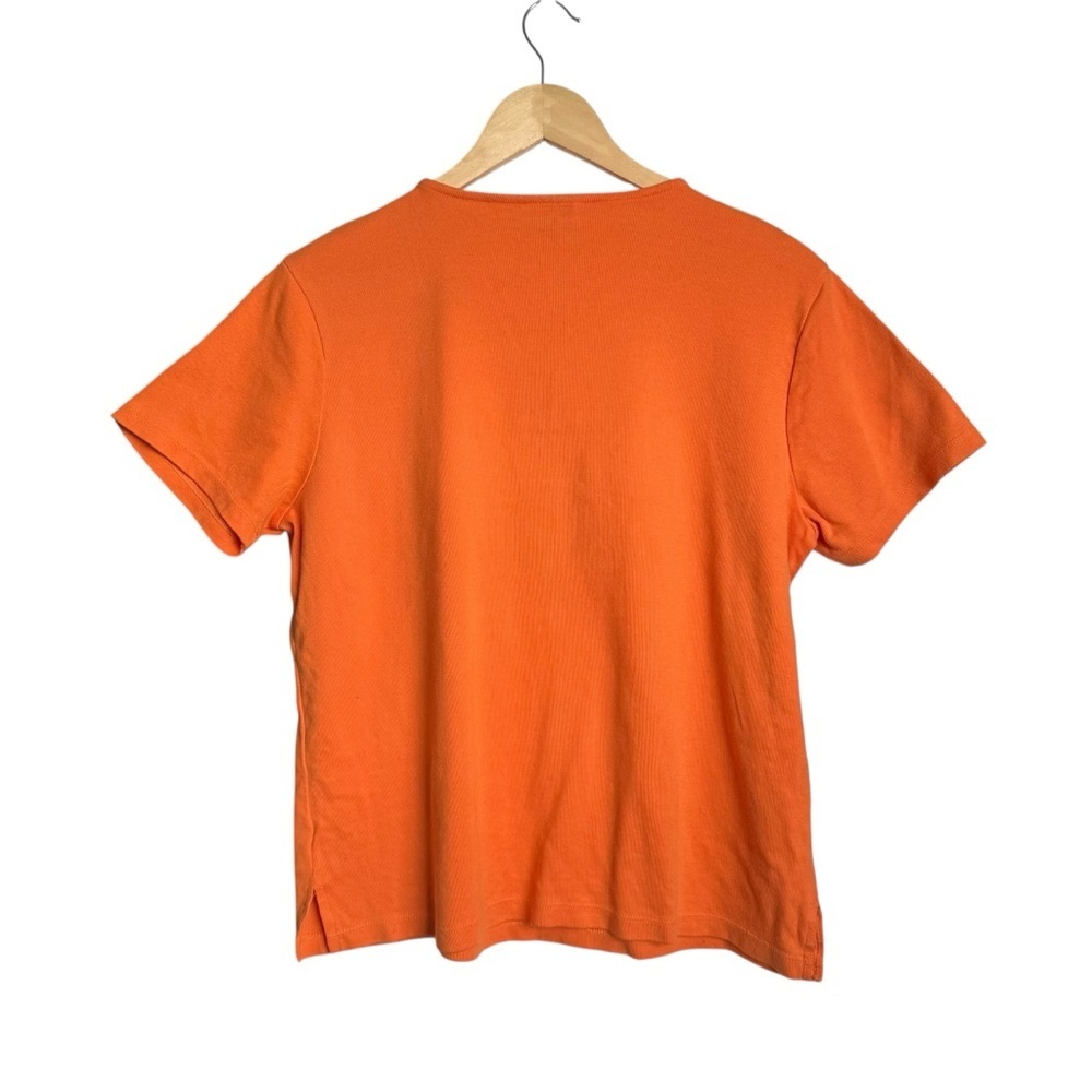 St. John’s Bay Embellished T-Shirt Women XL Orange Embroidered V-Neck - Picture 2 of 9
